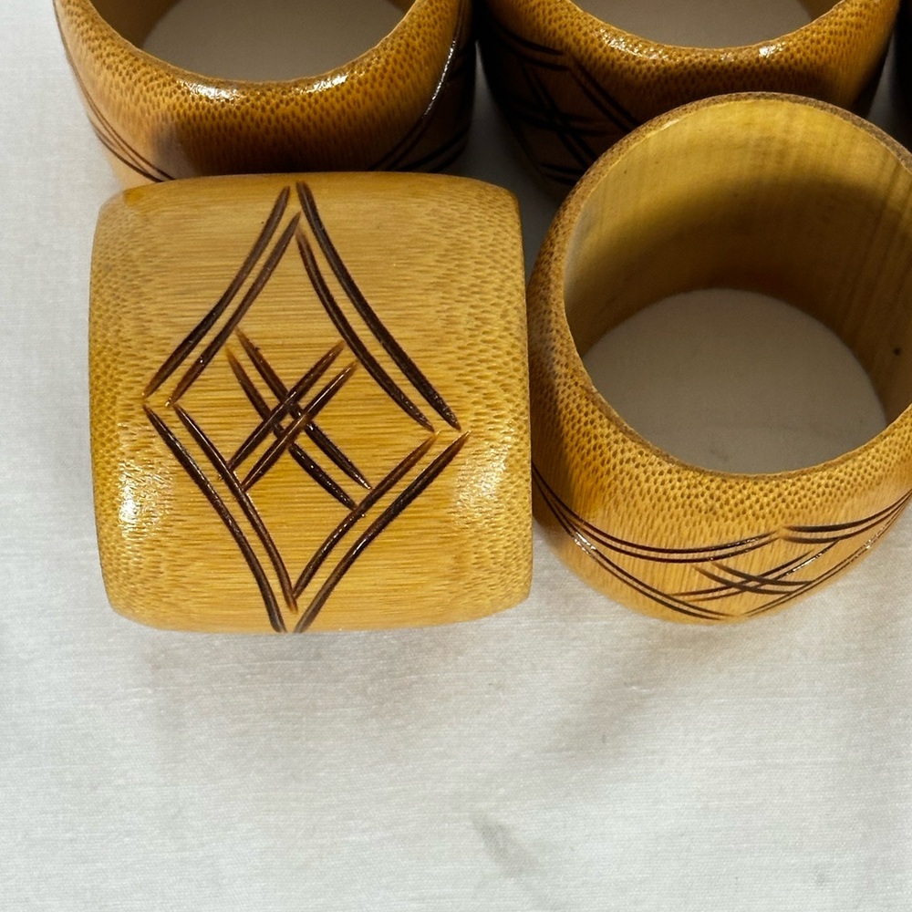 Set of 6 Bamboo Napkin Rings, BohoChick, Cottage Vibes - Picture 6 of 7